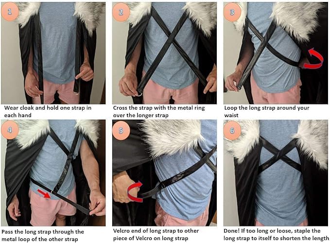 Viking Lord Halloween Costume - Cloak Cape of Fur Adult Men Womens Vikings Sword Brown Cosplay Game, Grey, Large - Image 7