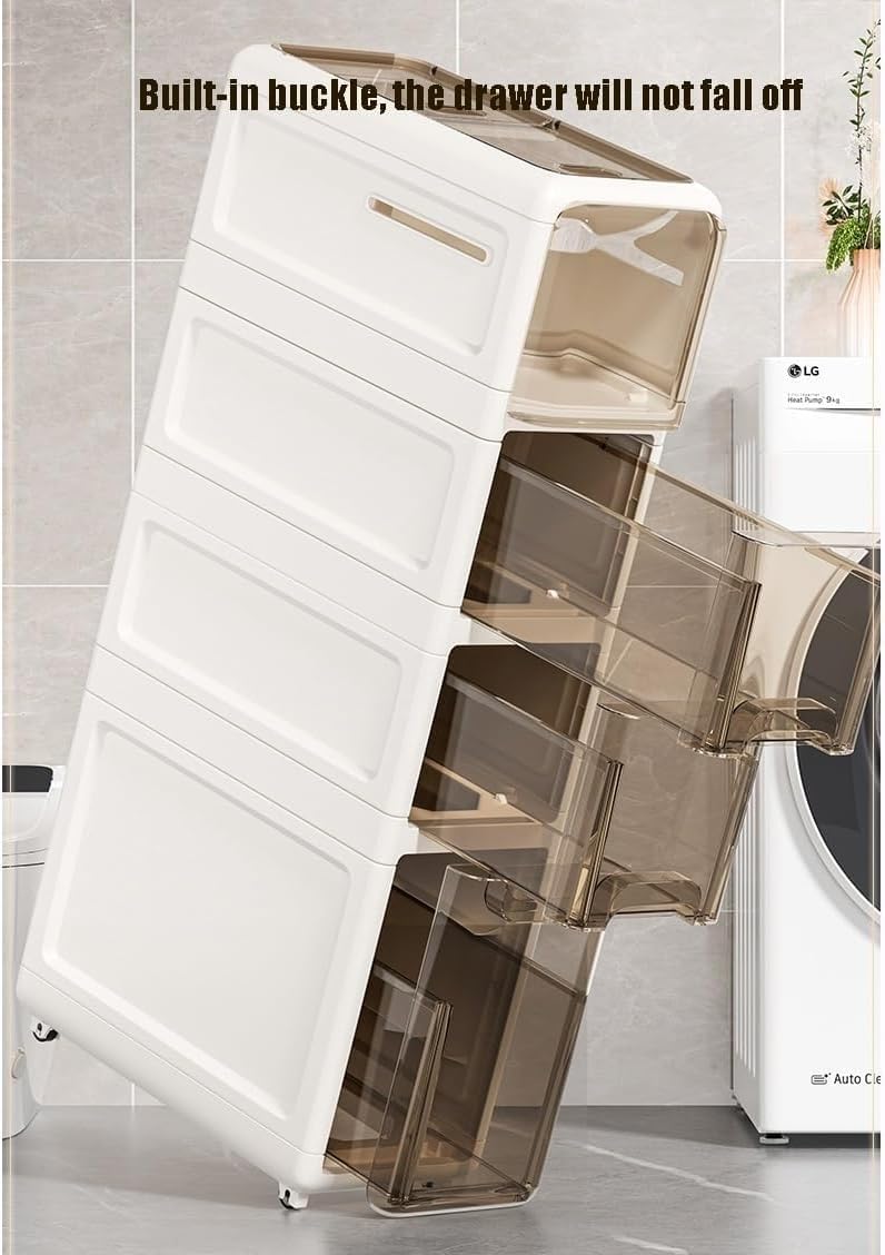 Bathroom Storage Cabinet with Wheels and Top Shelf for Toiletries Spacesaving Toilet Paper Kitchen Organizer(75cm)