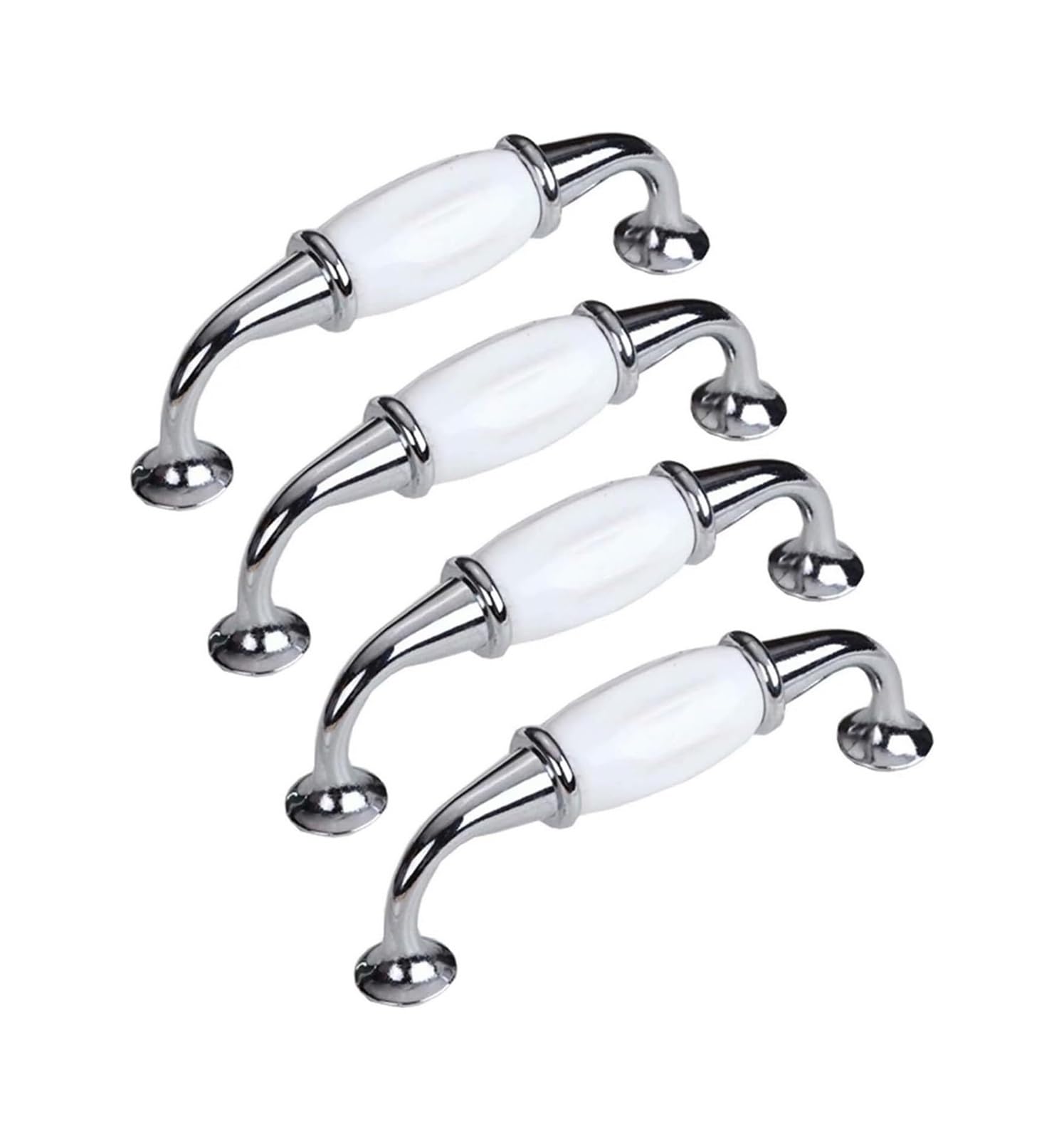 Opeximatun Ceramic Drawer Knobs, 4 pcs Multicolor Ceramic Antique Cabinet Pulls Multiple Sizes(Silver,Hole Distance 96mm)