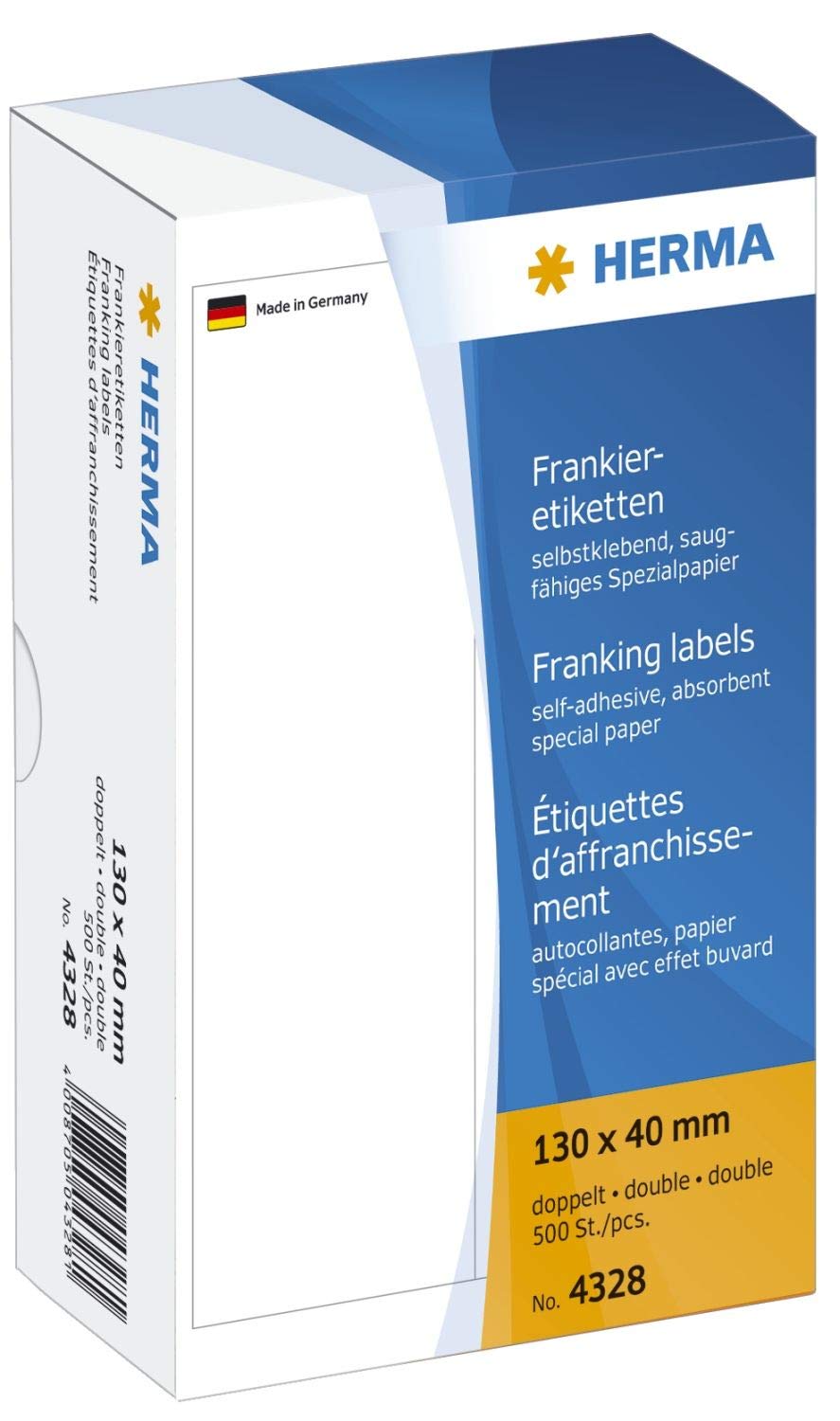 HERMA Frankieretikett, Einzeletikett, selbstklebend, Spezialpapier, 130 x 40 mm, weiß (500 Stück), Sie erhalten 1 Packung á 500 Stück