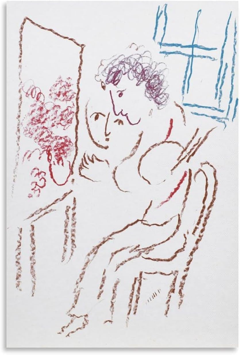 Orjdjz Wxkbl The Village in The Dream By Marc Chagall Poster Retro Wall Art Marc Chagall Canvas Prints Abstract Painting for Home Wall Decor 40x60cm No Frame
