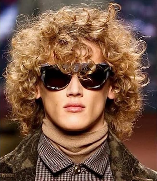 Herren Blonde Locken Perücke Afro Kurze 70er Jahre Kostüm Haar Natürlich Aussehende Hitzebeständige Halloween Rocker Cosplay Perücken