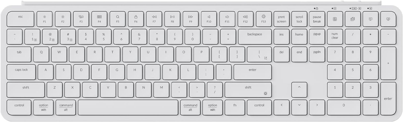 B6 Pro Ultra-Thin Wireless Keyboard, Full-Size ZMK with Numeric Keypad Quiet Typing, 2.4 GHz/Bluetooth 5.2/Wired Connection Long Battery Life, Compatible with Mac Windows Linux - Ivory White