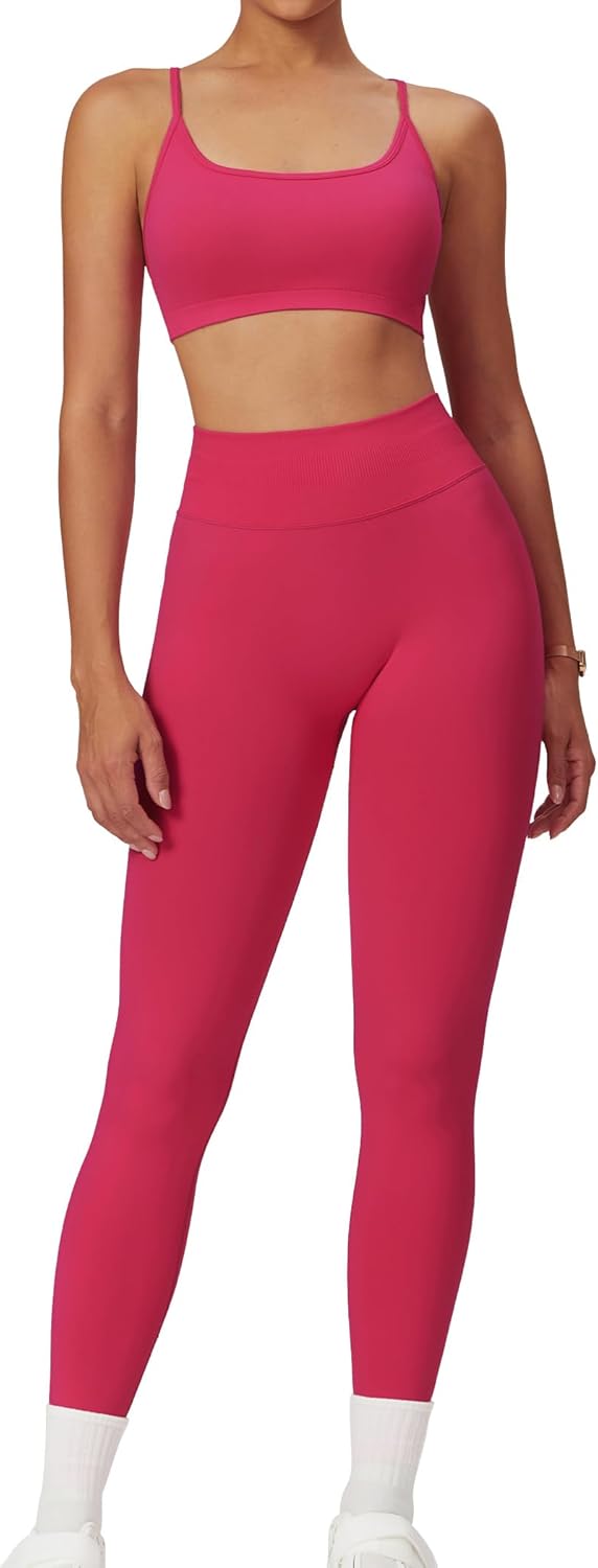 Pilates workout sets for women, Cross Back Sports Bra and High waist arm lift Leggings Running sets for women