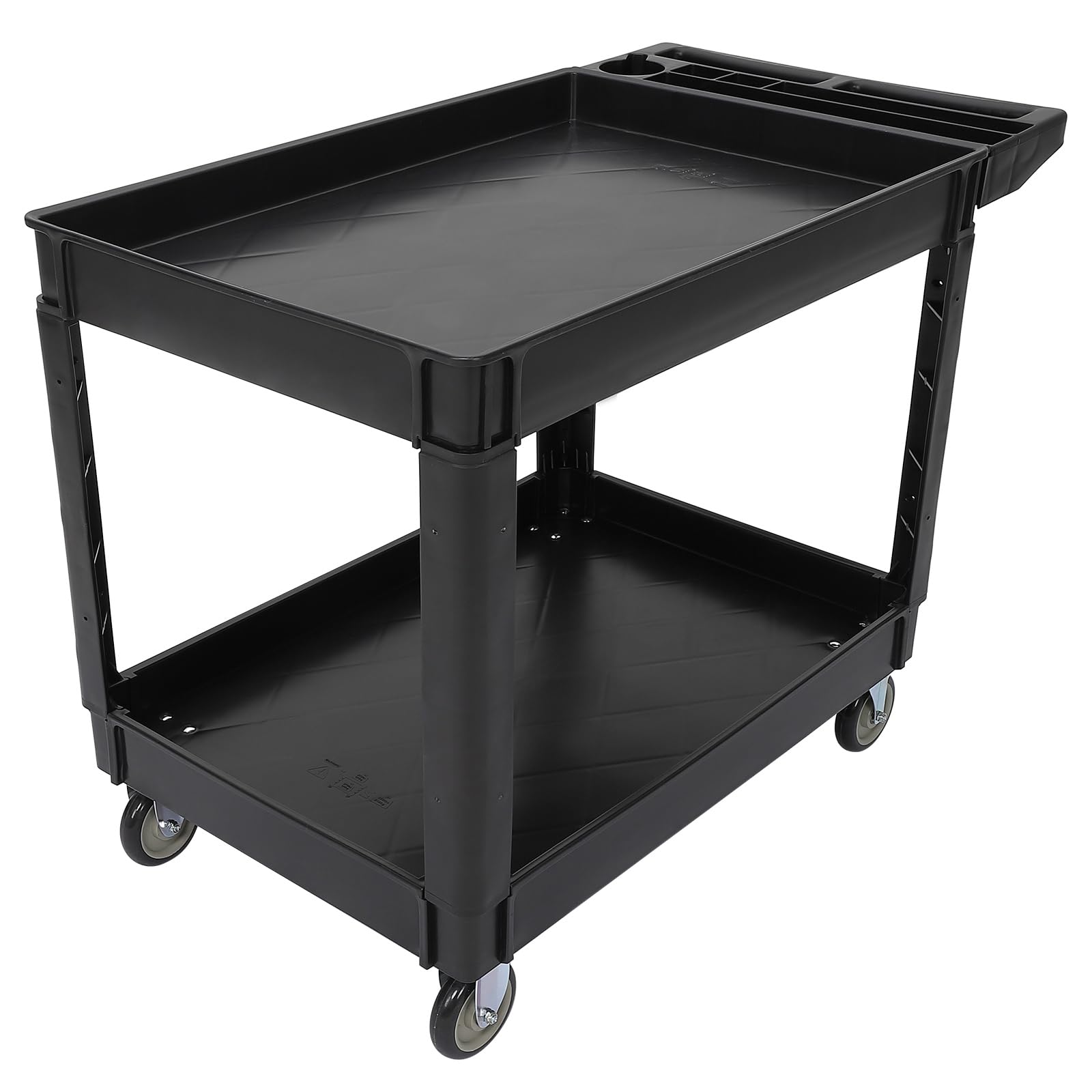Garvee Carro de Servicio de 2 Niveles, Carro Utilitario Carga Pesada 227 kg, 2 Bandejas 91x61 cm, Ruedas Giratorias 12,7 cm con Freno, Mango Ergonómico para Almacén/Garaje/Hotel/Restaurante, Negro