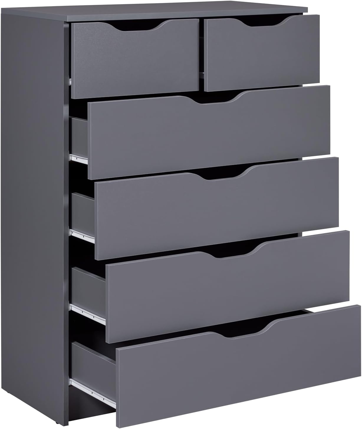 Inter Link Silenzia 2S4S Chest of Drawers with all six drawers partially open, showing internal structure and metal slides