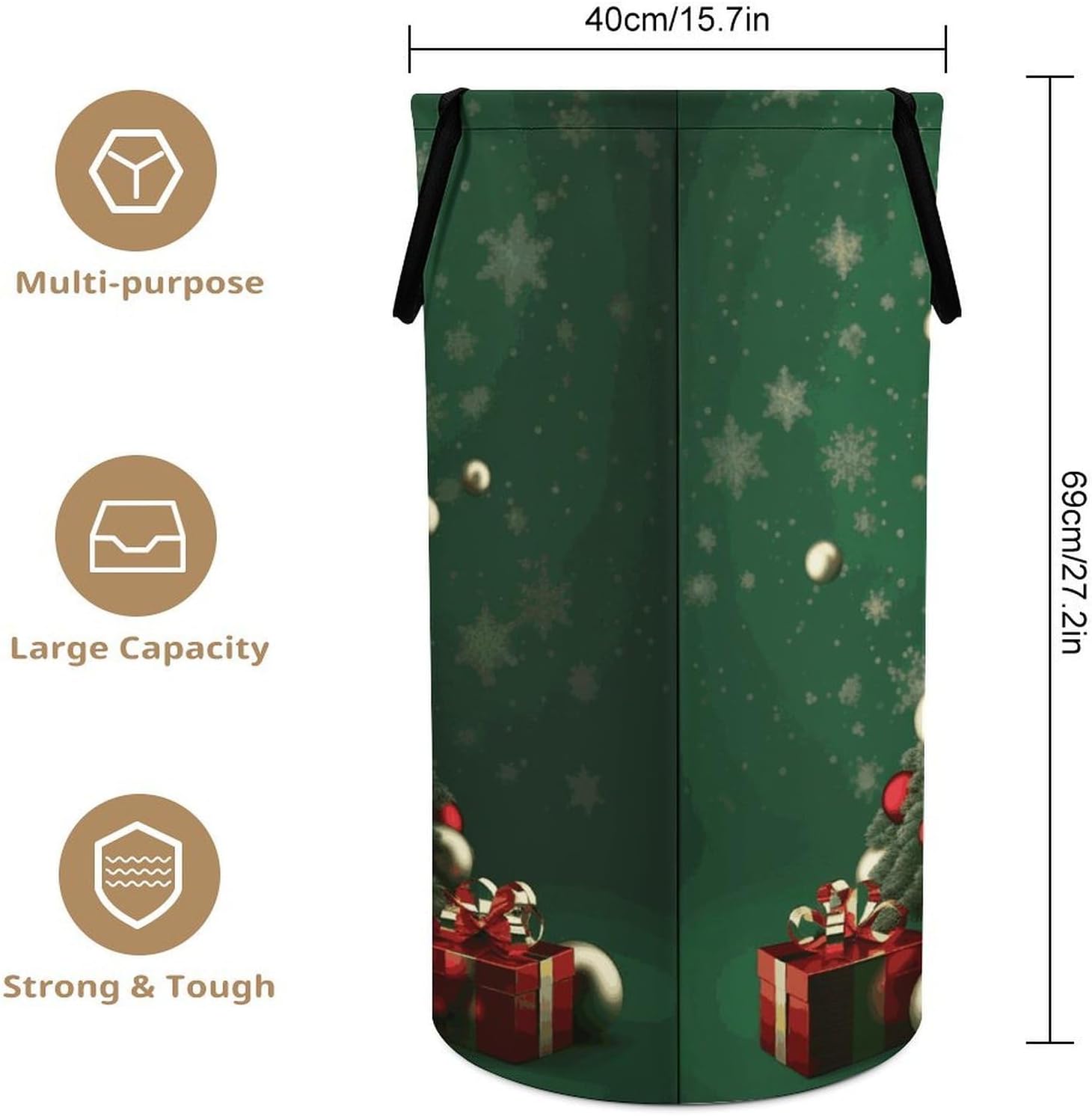 Round Ball Christmas TreeLaundry Hamper Storage Basket | Large Dirty Clothes Bag for Easy Carry Handles,Large Clothes Basket with Handles,Organizer for Bathroom Bedroom