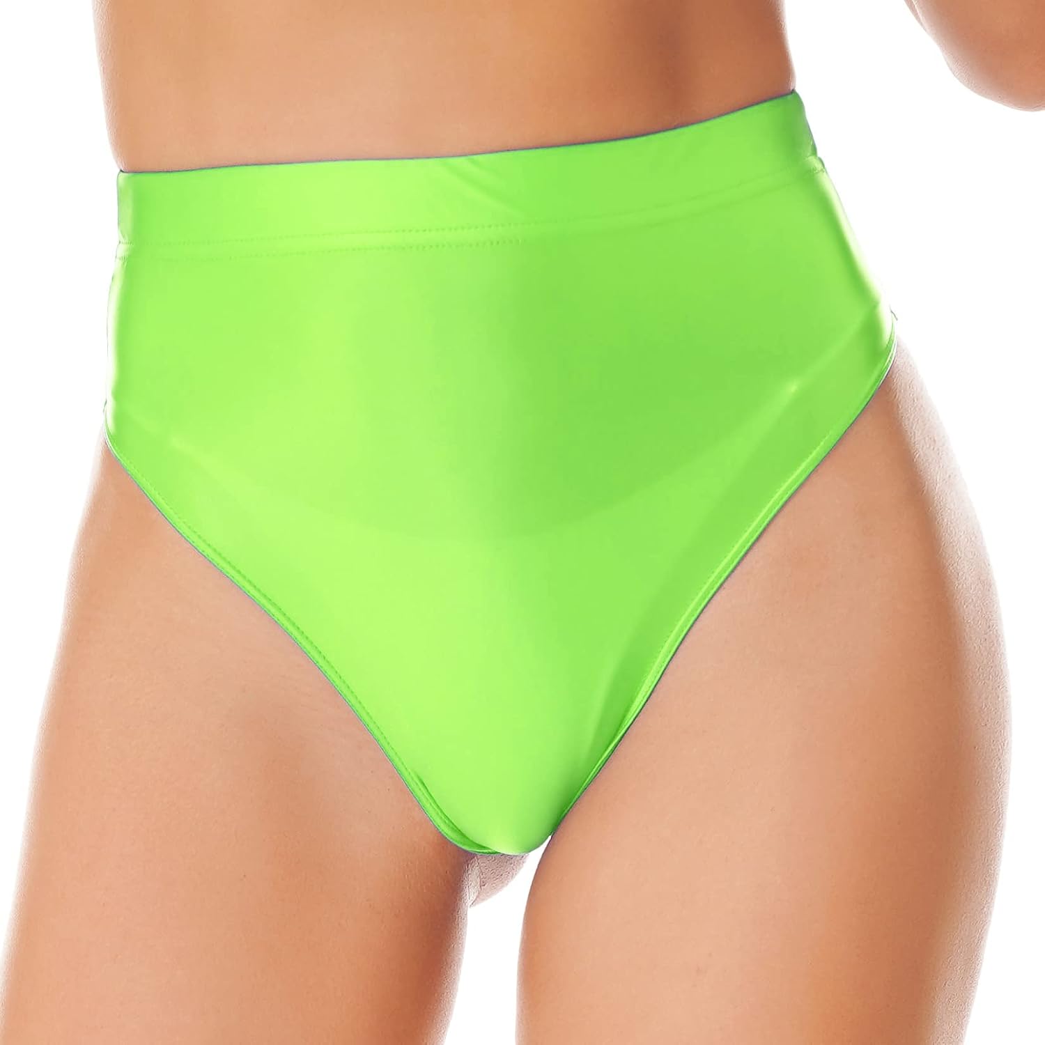 Lejafay Women's High-Waist Short Stretchy Nylon Rave Booty Dance Shorts Costume Party Hot Pants