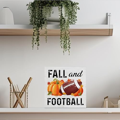 Miniatura 4 de Letrero cuadrado de madera de otoño, decoración del hogar, otoño y fútbol, letrero cuadrado de madera, decoración de escritorio, calabazas de otoño,