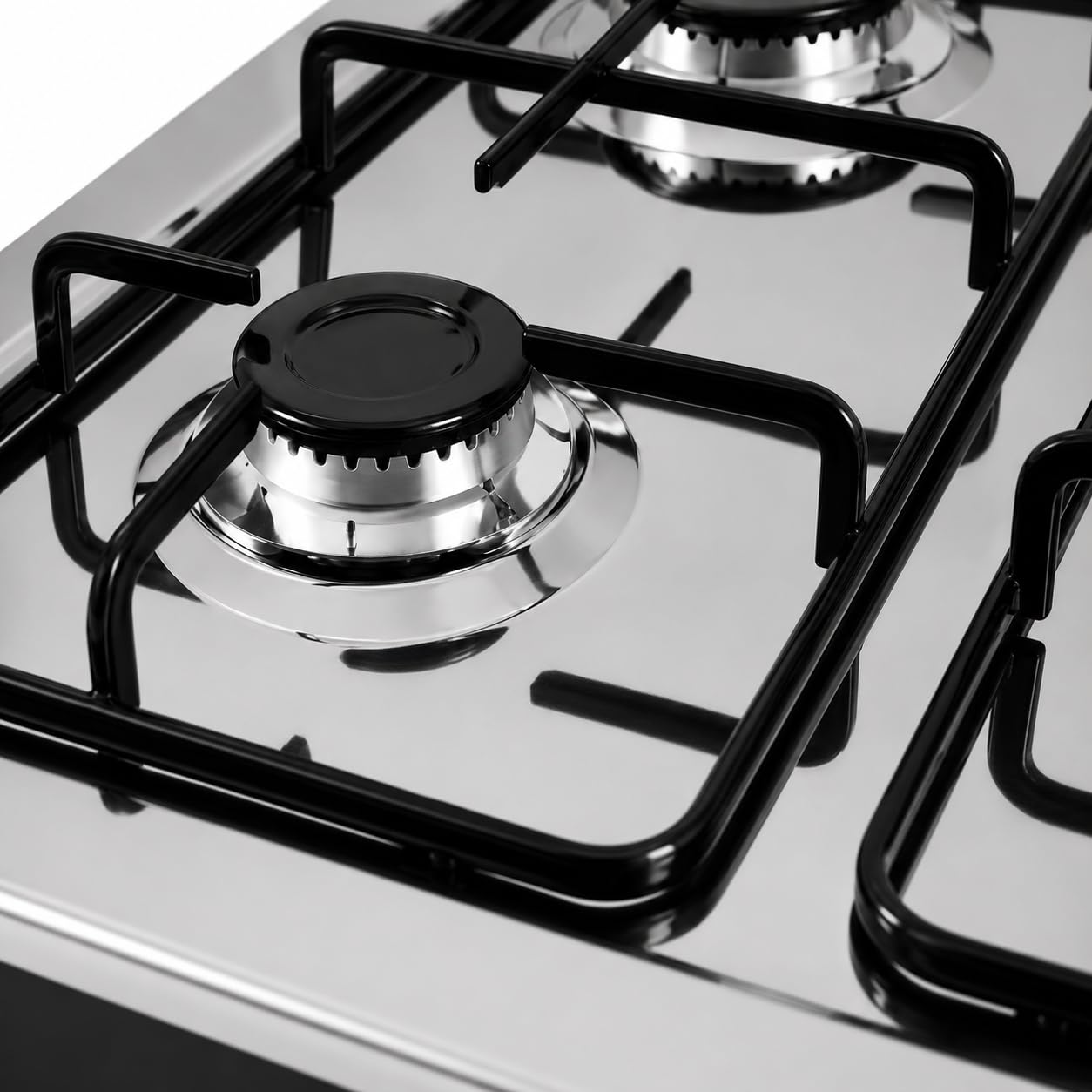 Fornello a Gas 4 Fuochi Portatile con Supporto a 2 Ripiani in Acciaio, Cucina da Esterno SOLO GPL/LPG, Accensione Piezoelettrica, Ideale per Campeggio Giardino Terrazzo Picnic