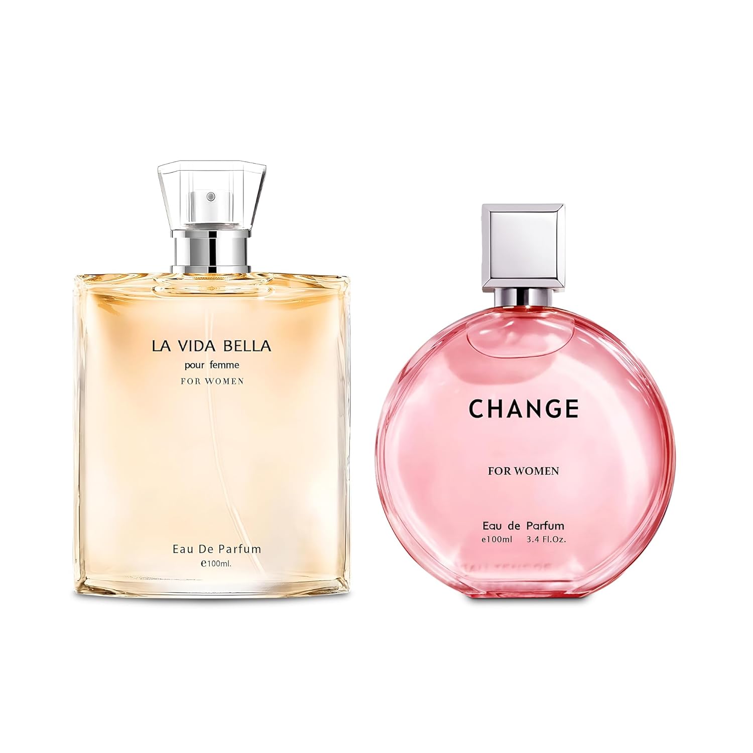 Women Perfume 2PCS Combo La Vida Bella/Change Women Eau De Parfum Long Lasting Fragrance 3.4 Fl Oz Spray Each for Daily Used