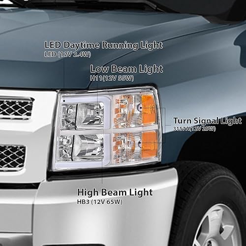 Miniatura 10 de G-PLUS Conjunto de faros, compatible con Chevy Silverado 2007 2008 2009 2010 2011 2012 2013 2014 Chevy Silverado parachoques faro, lente