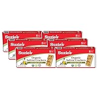 Vista 1 de Suzie's Galletas saladas orgánicas, saladas con aceite de oliva virgen extra, bajas en grasas saturadas, aperitivo vegano horneado gourmet saludable