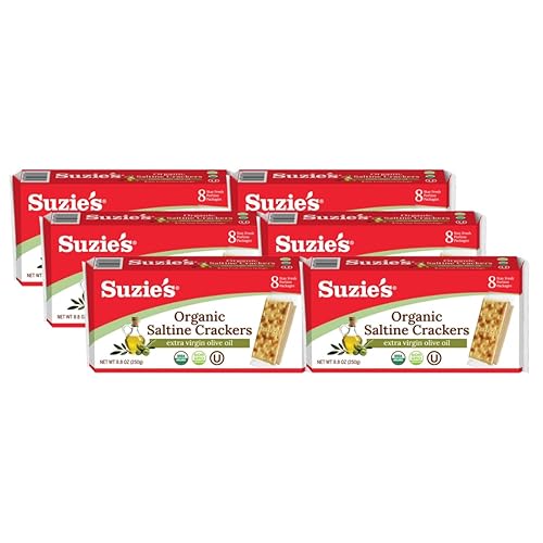 Suzie's Galletas saladas orgánicas, saladas con aceite de oliva virgen extra, bajas en grasas saturadas, aperitivo vegano horneado gourmet saludable