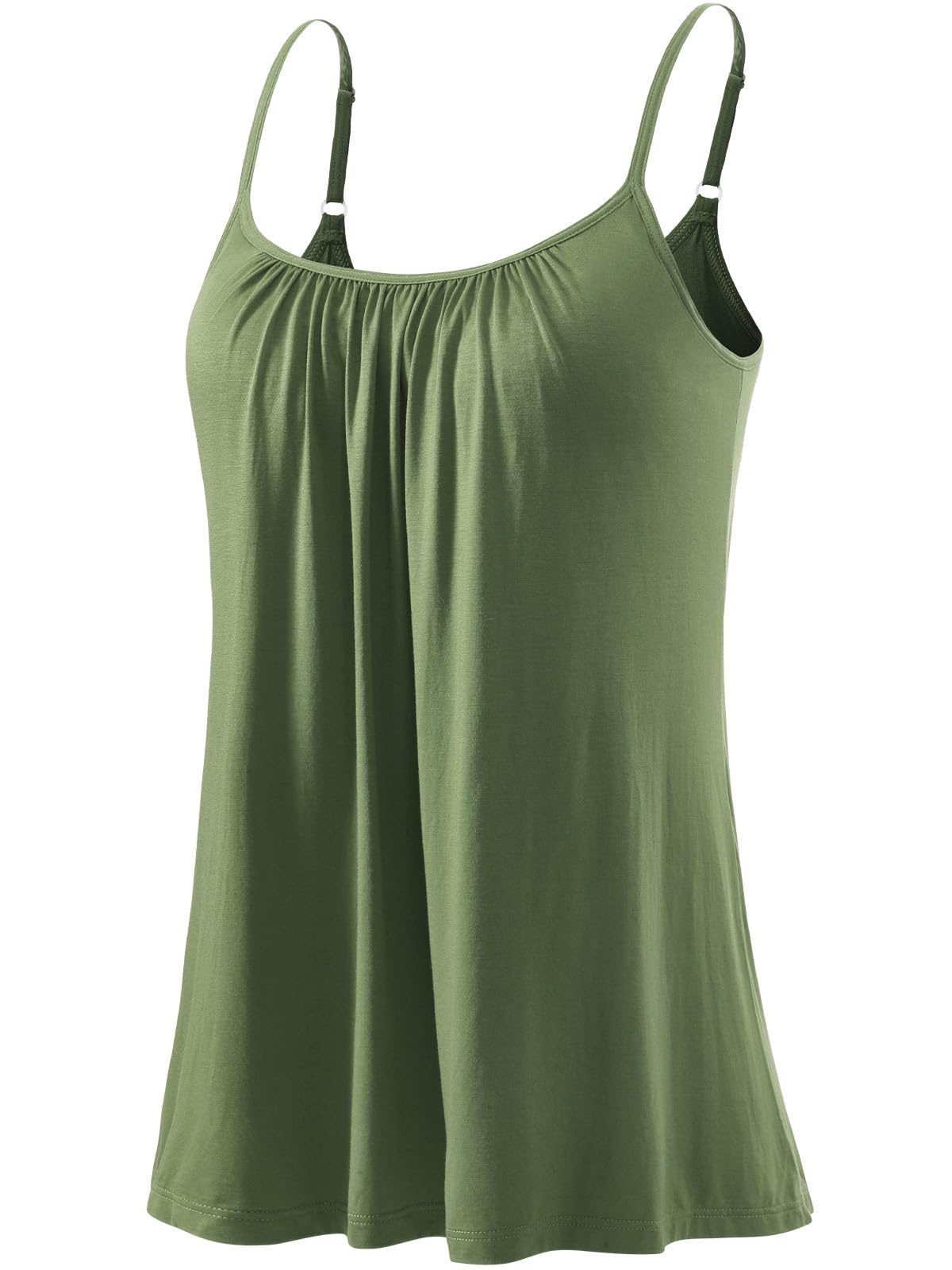 Ymmchy Damen Tank Top mit Integriertem BH Unterhemden Spaghettiträger Top Loose Verstellbaren Trägertop S-4XL