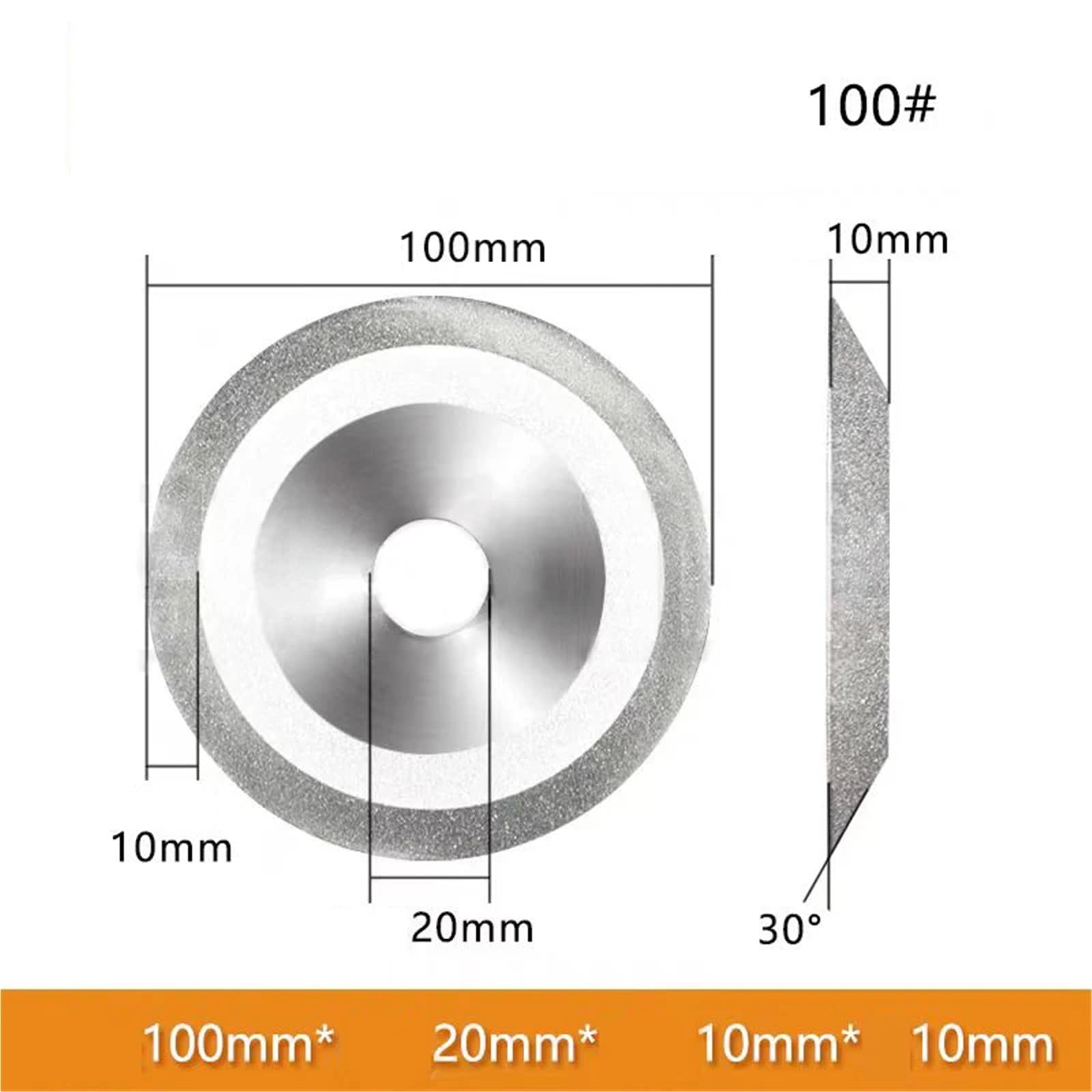Ściernica Diamentowa Garnkowa, CBN Do Wierteł HSS - 100 Mm X 20 Precyzyjne Narzędzie Ścierne Obróbki Metali(100 100Dx20H V30)