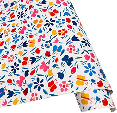 SimpleLife4U Colorful Butterfly Floral Contact Paper Peel & Stick Shelf Liner 17.7 Inch By 9.8 Feet