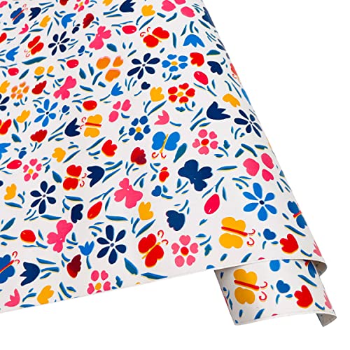 Simplelife4U Colorful Butterfly Floral Contact Paper Peel & Stick Shelf Liner 17.7 Inch By 9.8 Feet #TOP2