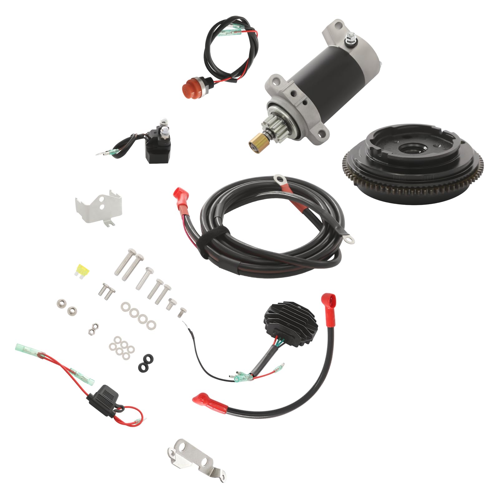 Kit di avviamento elettrico per Yamaha 4 tempi 20 CV fuoribordo, kit completo di avviamento elettrico con motore di avviamento, relè, raddrizzatore per motore Yamaha 19.72-20CV, aggiornamento