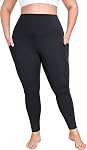 Plus Pantalon de yoga taille avec poches, L-5XL Leggings à étirement doux Haute taille, contrôle de tummy Legging épais d'entraînement 25"