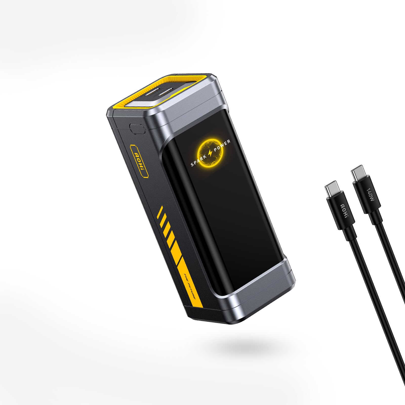 AOHI Batterie Externe 210W PD3.1 PPS 10000mAh, Chargeur Portable à Charge Rapide avec Double Ports USB-C 140W et Écran Intelligent, Future Starship 37Wh pour MacBook Pro/Air, iPad, iPhone 17, Gris