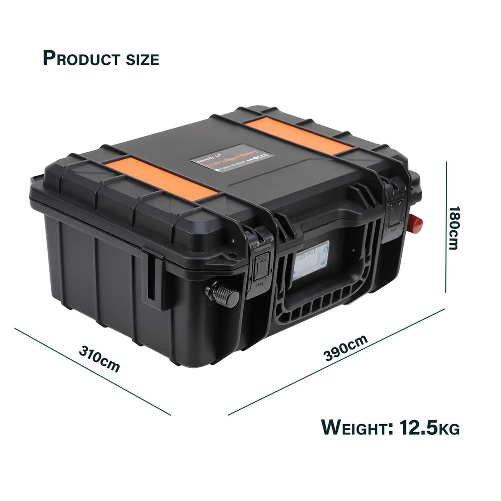 Akumulator Lifepo4 12,8 V, 100 Ah, 120 Ah, akumulator LiFePo 4 12,8 V, 4S1P z BMS, zasilanie zewnętrzne, czarny/pomarańczowy (OG 100Ah Bluetooth)