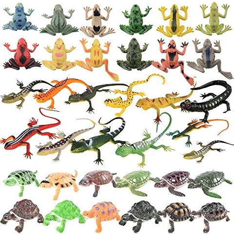 Trounistro 36 Pack Realistic Sea Turtle Colorful Fake Plastic Lizard Poison Dart Frogs Animals Frog Educational Toys for Kids Adults Gifts Cover
