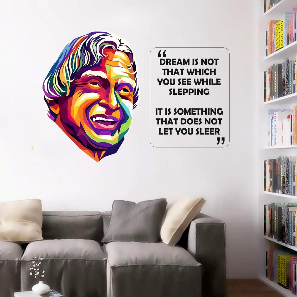 Sky Flying A.P.J. Abdul Kalam Dream and Something Office - Inspirational - Motivational - Quotes - Wall Sticker for Kids Room, Living Room, School, Library (Size - 46CM X66CM)