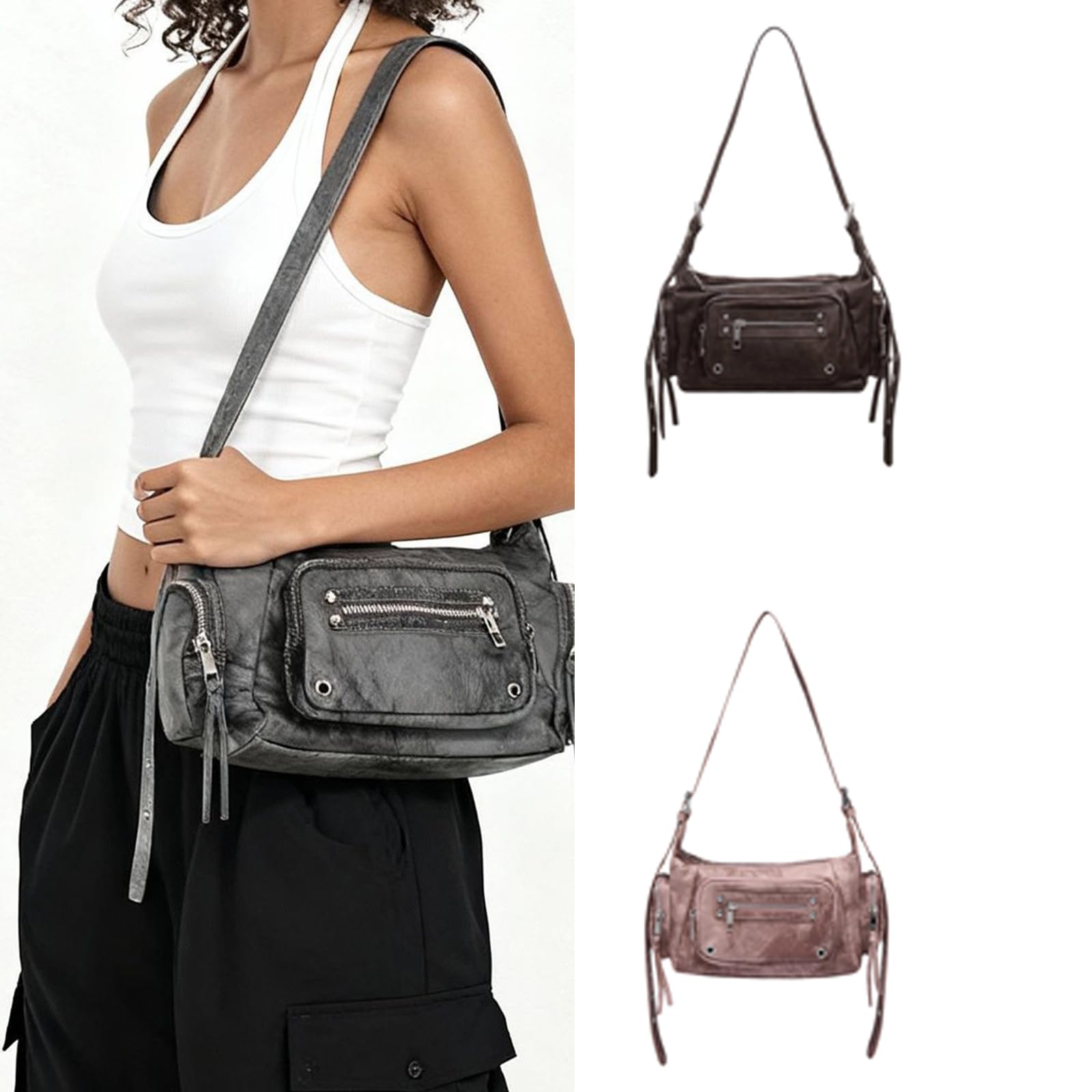 Borsa a tracolla da donna in pelle borse a tracolla borse multiple borse hobos borse con tracolla regolabile tasche multiple