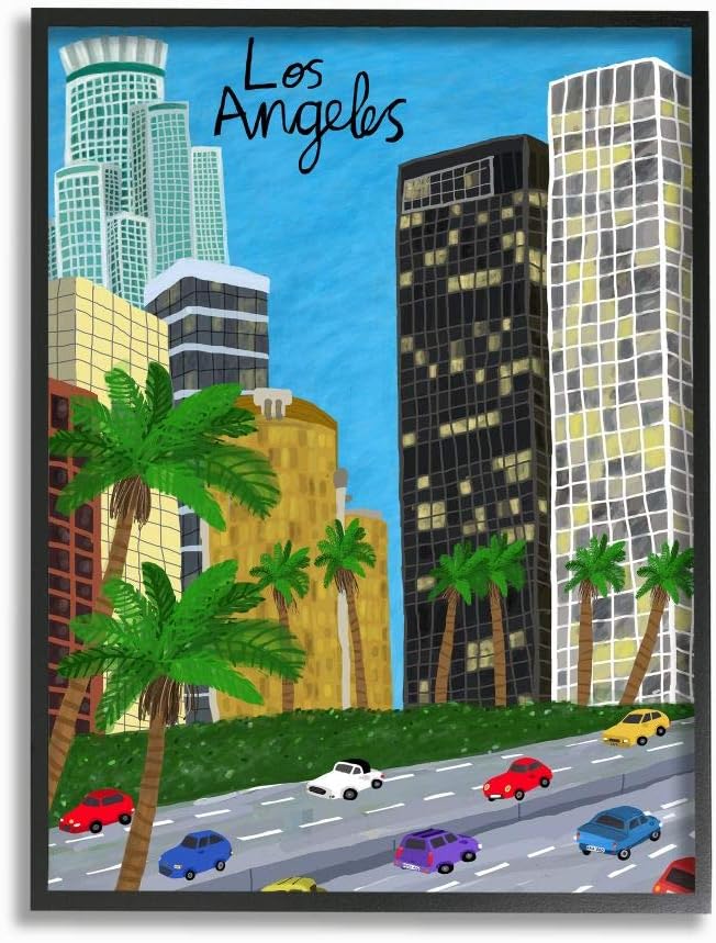 Stupell Industries 'Colorful Los Angeles California'| Canvas Art | Stupell Industries | 16 x 20 Inches, Easy to Hang and Sturdy, Made in USA, by Carla Daly
