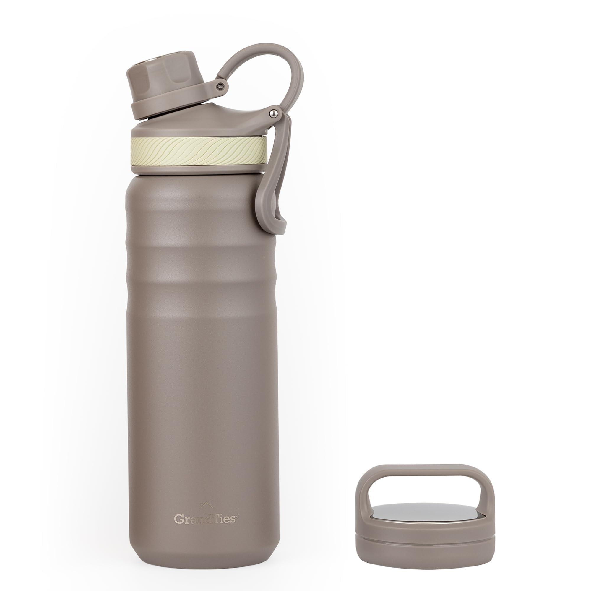 GrandTies 32oz Stainless Steel Water Bottle - Vacuum Insulated With Two Leakproof Lids
