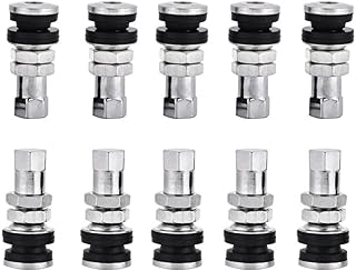 Tire Valve Stems, 10pcs TR161 Metal Car Truck Motorcycle Bolt in Tire Tyre Valve Short Stems with Dust Cap for ATV Car Boat Trailer Motorcycle