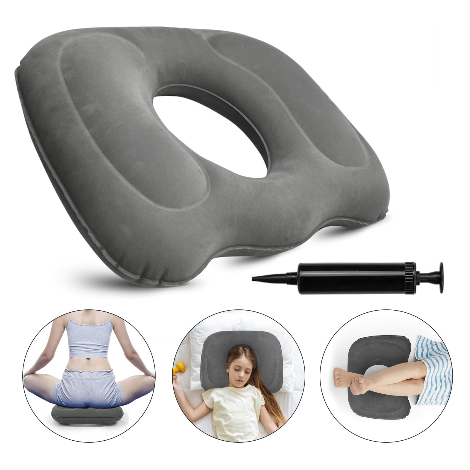 Donut Cushion, Inflatable Hemorrhoid Cushion Ring Pillow for Pressure Relief Donut Seat Pillow for Pregnancy, Coccyx, Pressure Sores, Postnatal, Sciatica