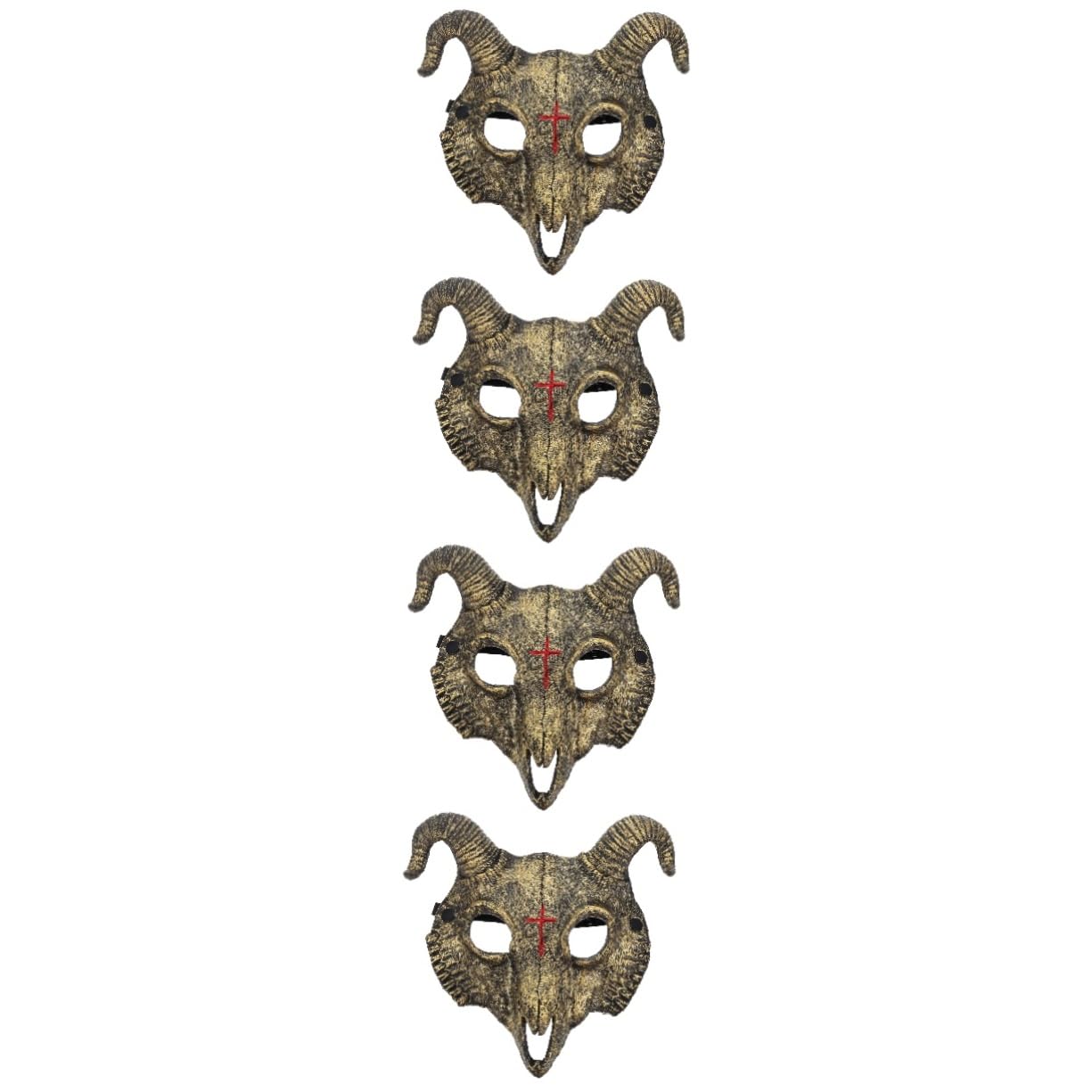 BESPORTBLE 4 Pièces Masque de Tête de Chèvre Doré pour Fête Cosplay Halloween Décoration Visage Animal Unique Accessoire Unisexe pour et Carnaval