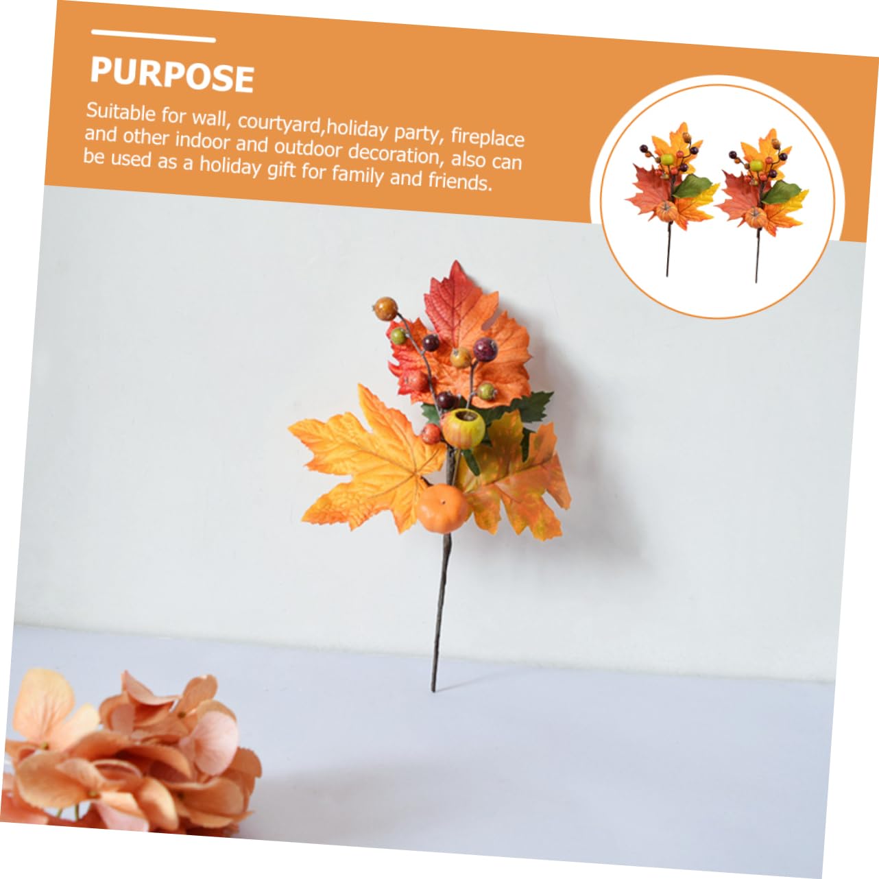 10 STK Faux-ahorn-kürbis Halloween Party Künstlicher Kürbiszweig Künstlicher Zweigstiel Ahornblatt-Bouquet Herbstliche Kunstpflanze Herbstdeko Seidenblume Requisiten Rote