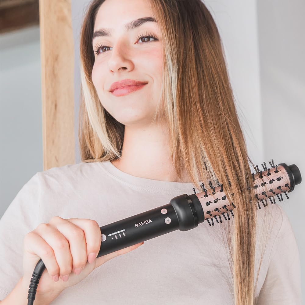 Cecotec Cepillo InstantCare Curly AirFlow. Moldea el Cabello, Cilindro de 34mm con Cabezal Giratorio, Revestimiento Cerámico, Todo Tipo de Cabello, 120ºC-160ºC, Cable 1,9m