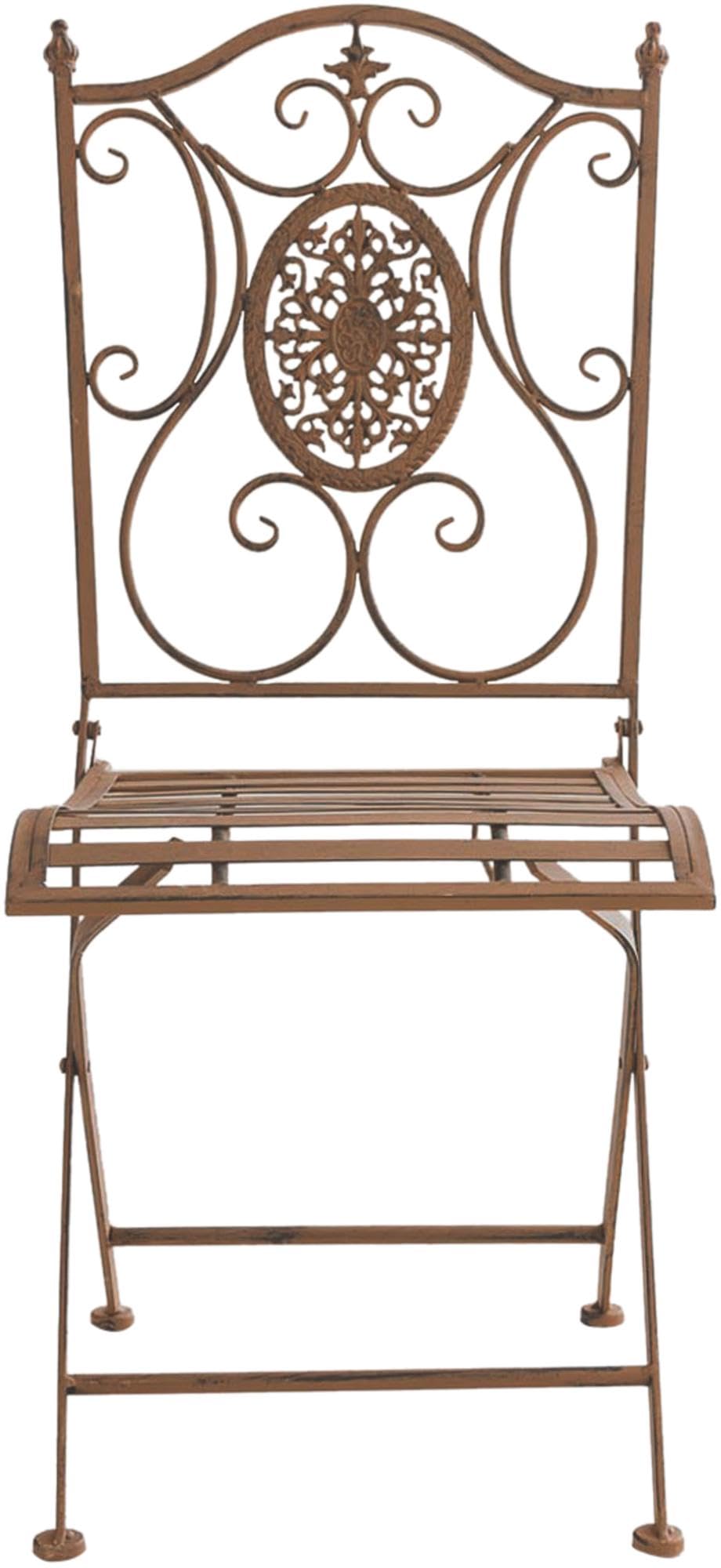 CLP Set De 2 Sillas para Jardín Sibell Plegables I Sillas Metálicas De Terraza Decorativas En Estilo Rústico, Color:Antiguo marrón