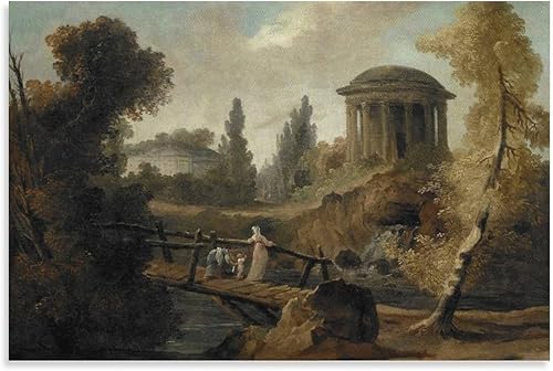 YANMING Póster decorativo decorativo para pared, diseño de Marius Hubert Robert, The Cascades at Tivoli Marius Hubert Robert