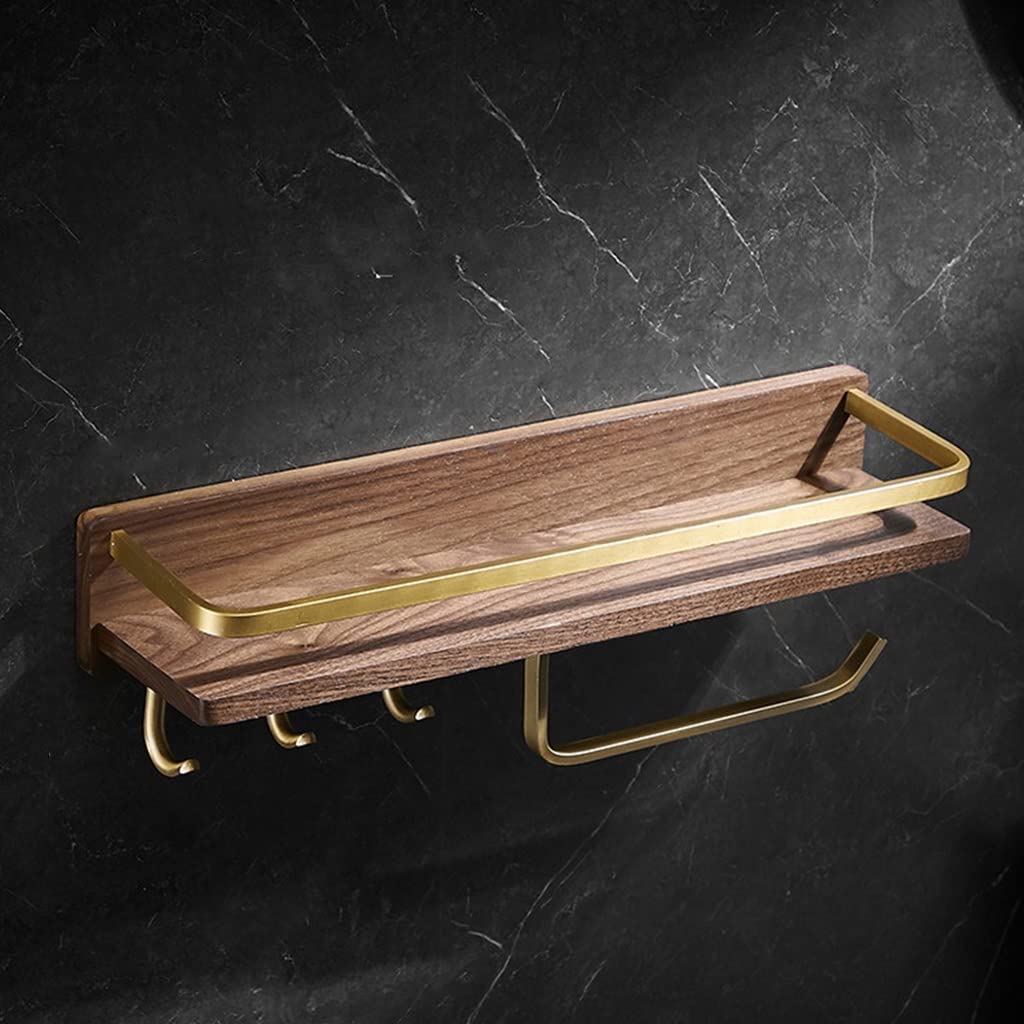 BAHELS Shower Caddy Bathroom Shelf Black Walnut Shower Rack Corner Shelf Wood Square Bath Shower Shelf Bathroom Storage