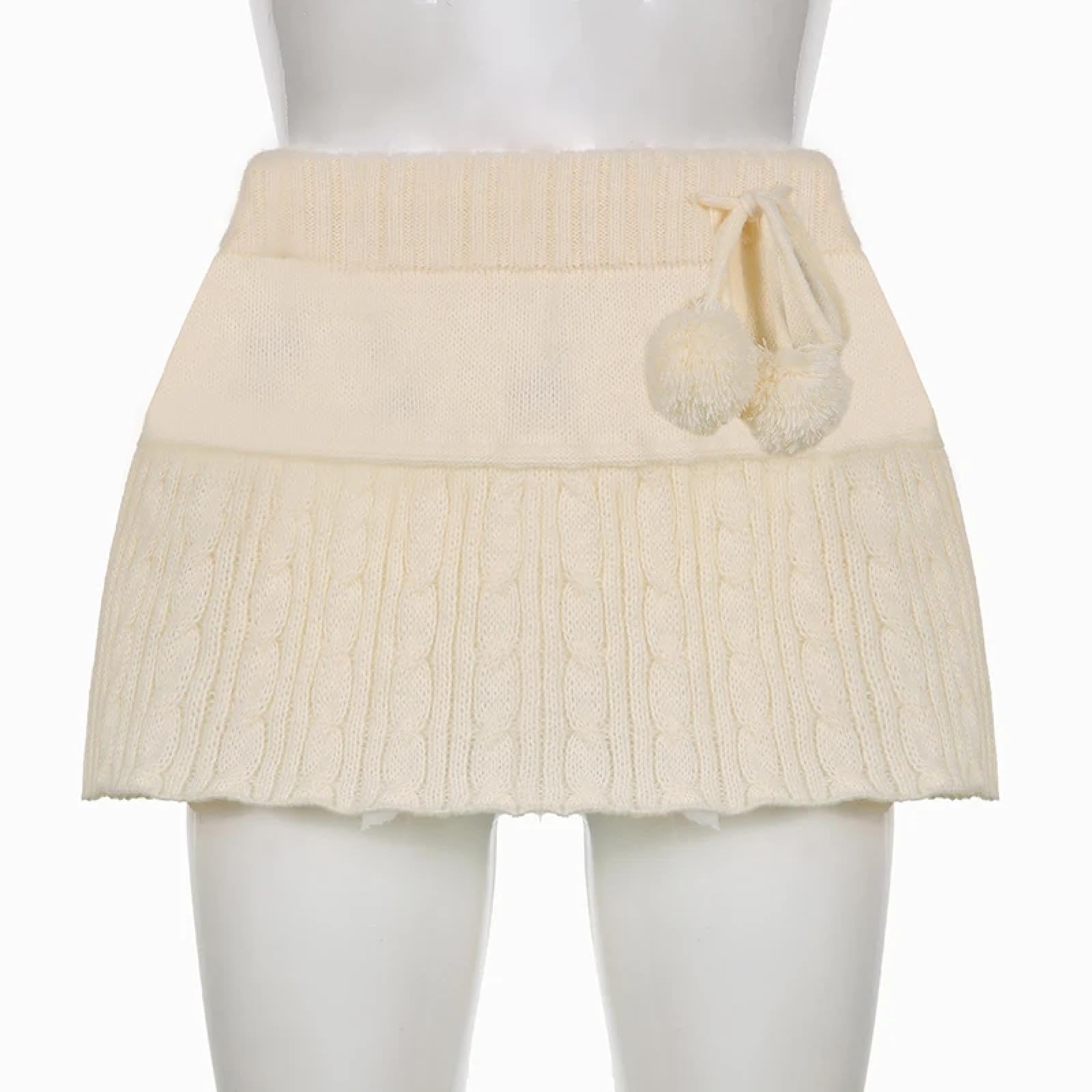 Faldas De Tubo Mujer Falda Corta Tejida De Cintura Baja Ropa De Calle Bonita para Chica Faldas con Cordón para Mujer