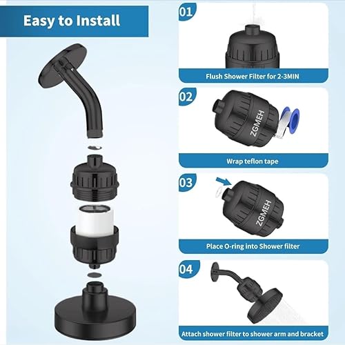 Miniatura 6 de Filtro de ducha de 20 etapas, 99% de eliminación, filtro de cabezal de ducha resistente de alto rendimiento para agua dura, cloro, sustancias de