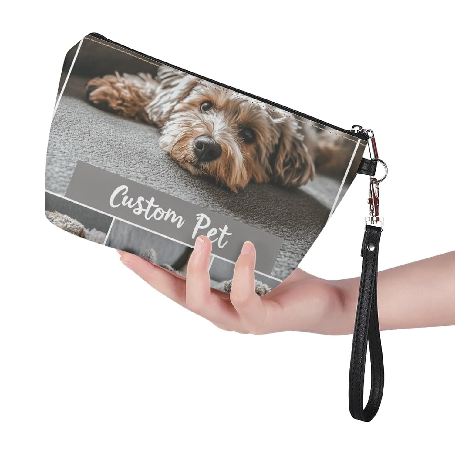 GIFTPUZZ Custom Design Womens Travel Fashion Makeup Bag Cosmetic Pouch Zipper Bag Toiletry Jewelry Jewelry Digital Organization Storgae PU Leather Waterproof Customized Purse - Image 2