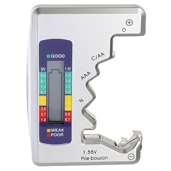 Battery Tester, Universal Digital Battery Checker with LCD Display for Household Batteries AA AAA C D 9V 1.55V Button Cell Batteries