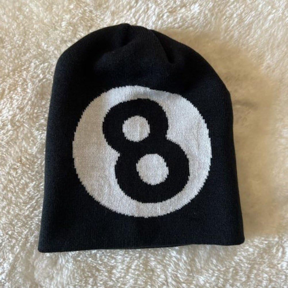 Wełniana dzianinowa czapka, czapka typu beanie cargo z numerem 8, zimowa dzianinowa ciepła czapka unisex luźna czapka na zimę na zewnątrz
