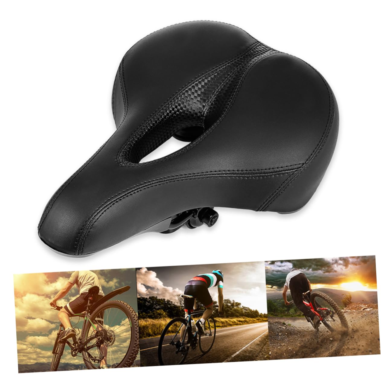 Selle De Vélo VTT avec Coussin Creux Confortable Et Lumière Intégrée Assise Amortissante pour Siège Extérieur Coussin Siège Vélo Noir