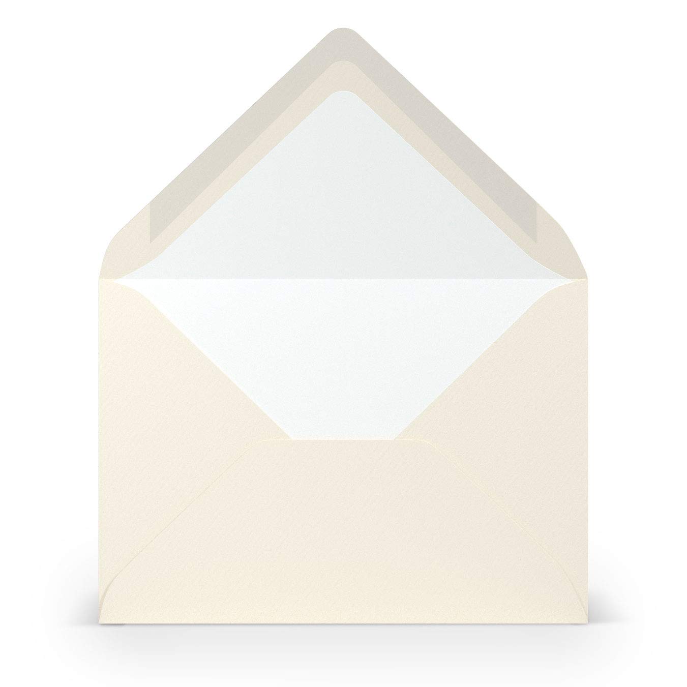 PAPERADO 150 Briefumschläge Ivory gerippt Creme - 100 g/m² Kuvert Ohne Fenster 11,4 x 16,2 cm - Umschläge mit Nassklebung spitze Klappe
