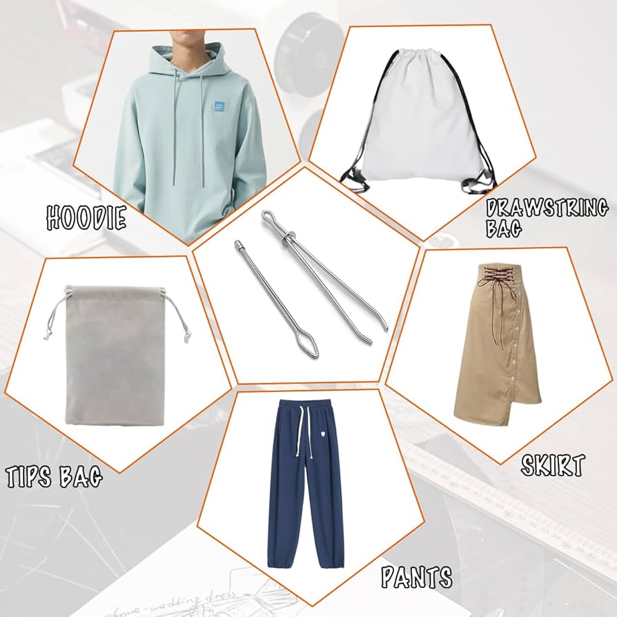 Hsthe Sea 9Pcs Drawstring Threader Plastic Bodkin Threader Sewing Loop Turner Metal Tweezers Drawstring Replacement Tools For DIY Craft Sweatpants