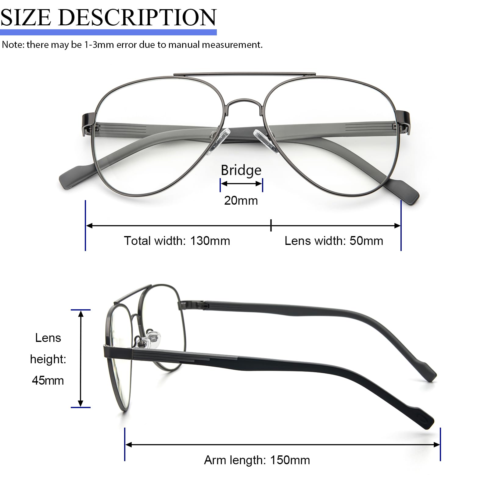 KoKoBin Vintage Metal Frame Reading Glasses Aviator Toad Frame Lens Anti Blue Light women Men Computer Reader (Gray, 1) - Image 4