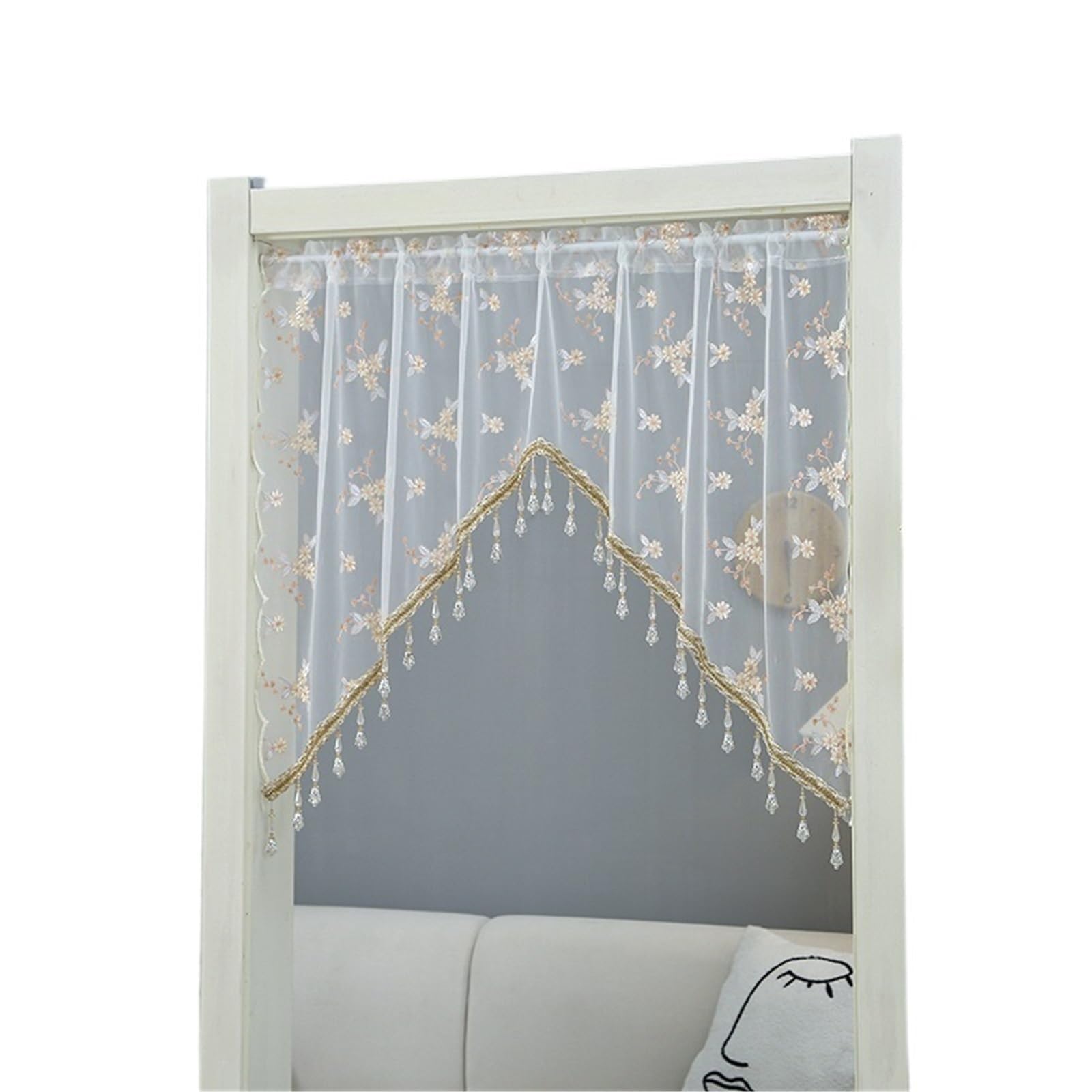 Rideaux de Porte en Dentelle, cloison Courte, sans poinçonnage, Broderie, atmosphère, couloirs, Chambres à Coucher, Perles Cristal