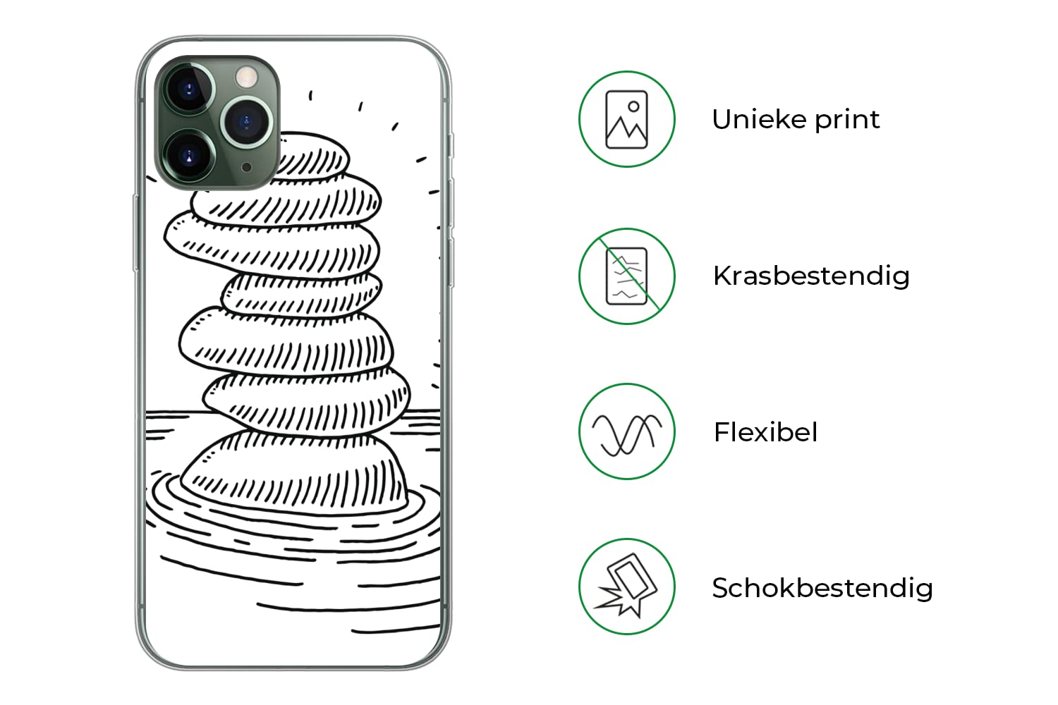 MuchoWow Funda para iPhone 11 Pro - Piedras Zen amontonadas en el Agua - Funda de Silicona/Funda Blanda para teléfono móvil